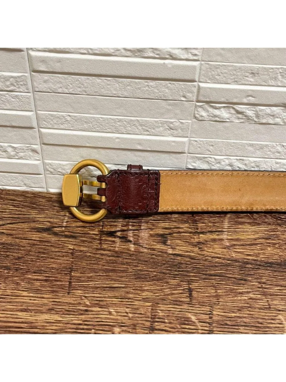 Gucci GG Guccissima Buckle Belt Gold Leather Bordeaux
